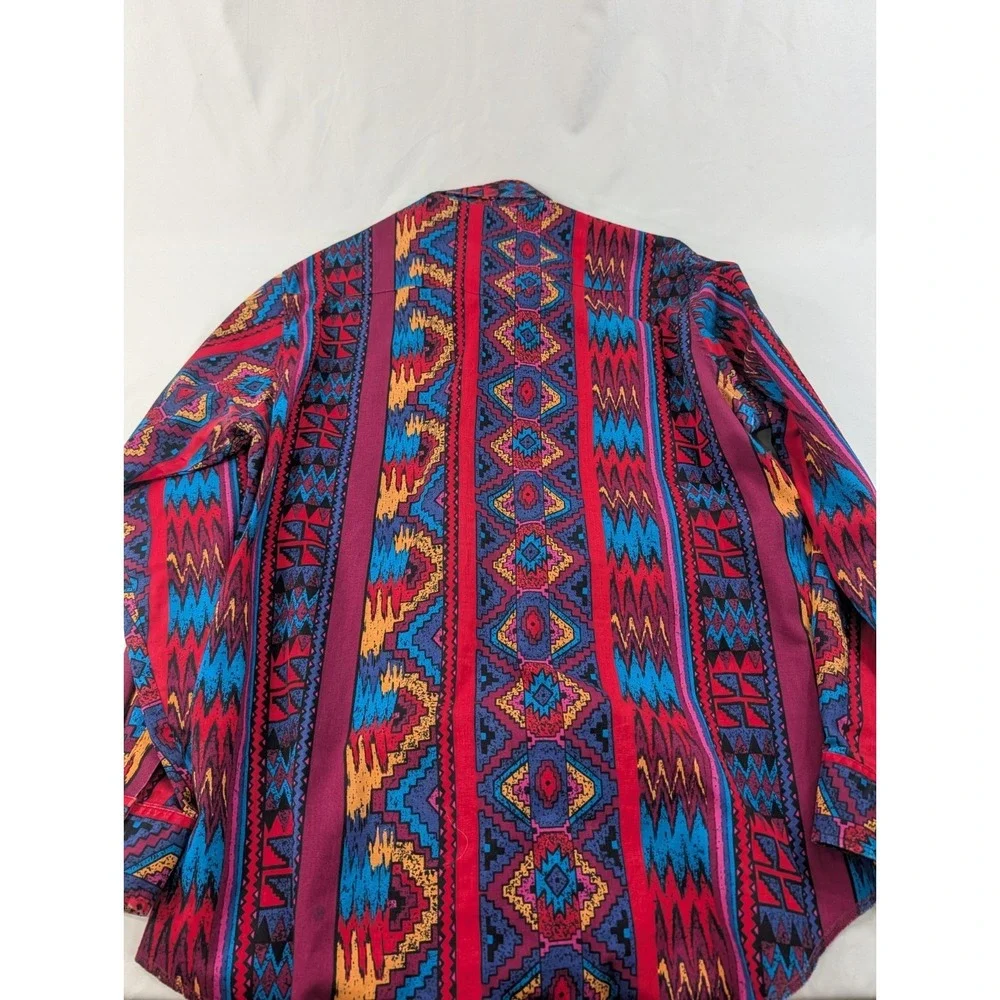 Vintage Wrangler Shirt Mens 17 36 XL Brushpopper Cowboy Aztec X Long Tails 90s - Picture 7 of 8